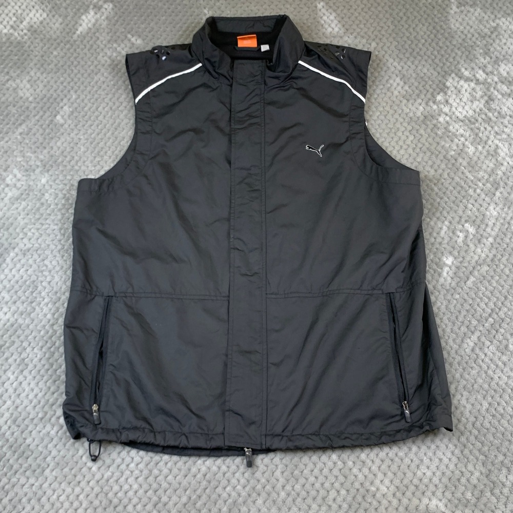 Puma SportLifestyle Mens XL Black Windbreaker Vest Full Zip Running Training